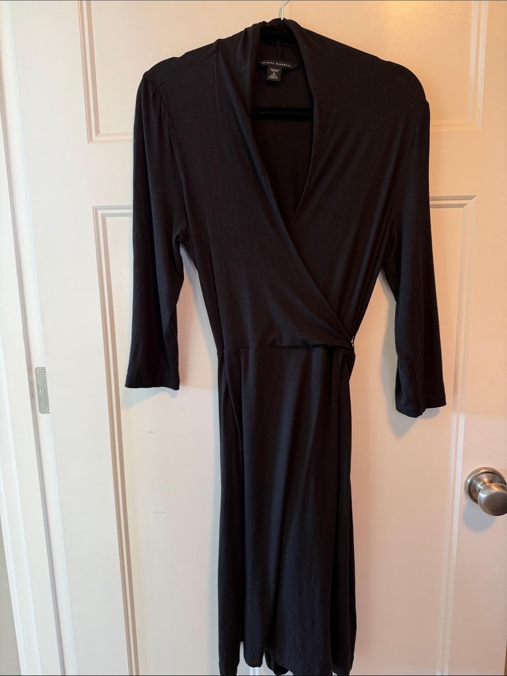 Banana Republic Black Long-Sleeve Wrap Dress